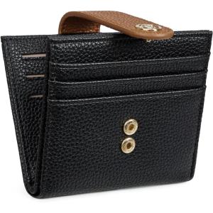 imageBOSTANTEN Slim Wallet for Women Small RFID Blocking Credit Card Holder Leather Bifold Wallets with Zipper Coin Pocket BeigeBrown0Black Brown