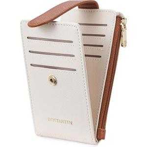 imageBOSTANTEN Slim Wallet for Women Small RFID Blocking Credit Card Holder Leather Bifold Wallets with Zipper Coin Pocket BeigeBrownSBeigeBrown