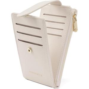 imageBOSTANTEN Slim Wallet for Women Small RFID Blocking Credit Card Holder Leather Bifold Wallets with Zipper Coin Pocket BeigeBrownSWhite