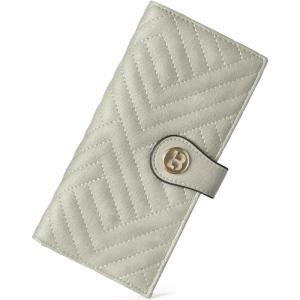 imageBOSTANTEN Slim Women Wallet Leather RFID Credit Card Holder Bifold Ladies Wallets with Zipper Coin Pocket Beige and BrownCloud Gray