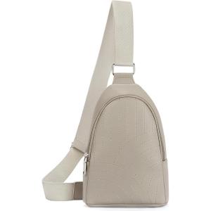 imageBOSTANTEN Sling Bag Quilted Crossbody Bags for Women Cross Body Purse Leather Fanny Pack with Adjustable Guitar StrapDgrey