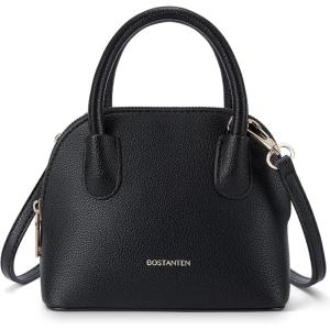 imageBOSTANTEN Small Crossbody Bag Mini Purses for Women Trendy Cute Vegan Leather Satchel Handbag with Detachable Shoulder StrapBlack