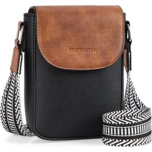 imageBOSTANTEN Small Crossbody Bags for Women Cell Phone Purse Leather Wallet Handbags with Card SlotsB01black With Balck
