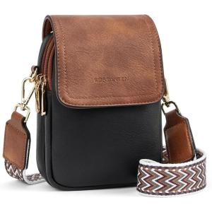 imageBOSTANTEN Small Crossbody Bags for Women Cell Phone Purse Leather Wallet Handbags with Card SlotsC01brown With Black