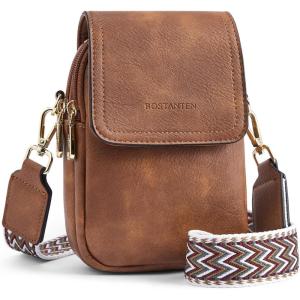 imageBOSTANTEN Small Crossbody Bags for Women Cell Phone Purse Leather Wallet Handbags with Card SlotsC01retro Brown