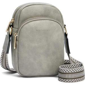 imageBOSTANTEN Small Crossbody Bags for Women Designer Zip Cell Phone Purse Shoulder Handbags Wallet with Card SlotsA09grey