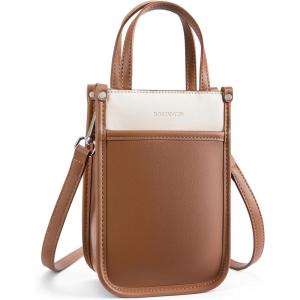 imageBOSTANTEN Small Crossbody Bags for Women Designer Zip Cell Phone Purse Shoulder Handbags Wallet with Card SlotsCbeige With Brown