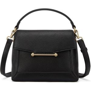 imageBOSTANTEN Small Crossbody Bags for Women Trendy Top Handle Shoulder Purse Vegan Leather Handbags with FlapBlack