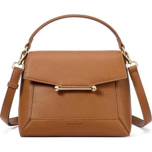 imageBOSTANTEN Small Crossbody Bags for Women Trendy Top Handle Shoulder Purse Vegan Leather Handbags with FlapBrown