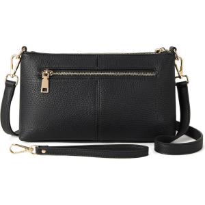 imageBOSTANTEN Small Crossbody Purse Leather Wristlet Purses for Women with Zipper Pocket Casual Clutch BagsBablack