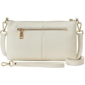 imageBOSTANTEN Small Crossbody Purse Leather Wristlet Purses for Women with Zipper Pocket Casual Clutch BagsBwhite