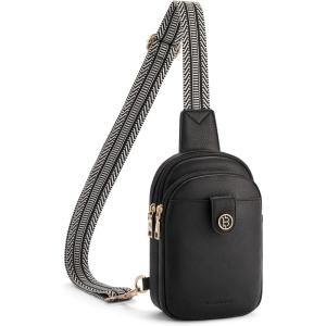 imageBOSTANTEN Small Sling Bag Crossbody Bags for Women Trendy Crossbody Purse Leather Chest BagAblack