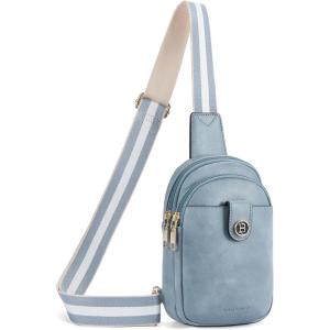 imageBOSTANTEN Small Sling Bag Crossbody Bags for Women Trendy Crossbody Purse Leather Chest BagAdenim Blue