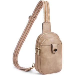 imageBOSTANTEN Small Sling Bag Crossbody Bags for Women Trendy Crossbody Purse Leather Chest BagAlight Brown