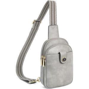 imageBOSTANTEN Small Sling Bag Crossbody Bags for Women Trendy Crossbody Purse Leather Chest BagAtwilight Grey