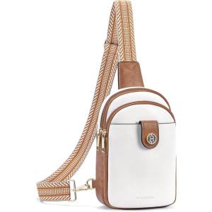 imageBOSTANTEN Small Sling Bag Crossbody Bags for Women Trendy Crossbody Purse Leather Chest BagBbeigelarge
