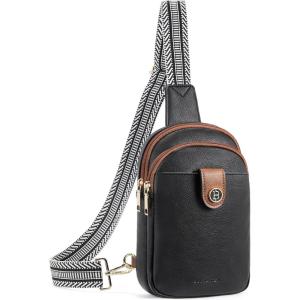 imageBOSTANTEN Small Sling Bag Crossbody Bags for Women Trendy Crossbody Purse Leather Chest BagBblacklarge