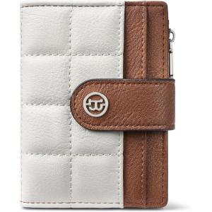 imageBOSTANTEN Small Wallet for Women Leather RFID Blocking Card Holder Bifold Compact Wallets With Zipper Coin Pocket BrownBeigeBlackBeigeBrown
