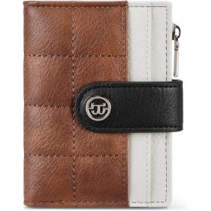 imageBOSTANTEN Small Wallet for Women Leather RFID Blocking Card Holder Bifold Compact Wallets With Zipper Coin Pocket BrownBeigeBlackBrownBeigeBlack