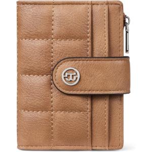 imageBOSTANTEN Small Wallet for Women Leather RFID Blocking Card Holder Bifold Compact Wallets With Zipper Coin Pocket BrownBeigeBlackCamel