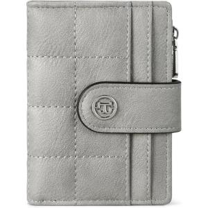 imageBOSTANTEN Small Wallet for Women Leather RFID Blocking Card Holder Bifold Compact Wallets With Zipper Coin Pocket BrownBeigeBlackGrey