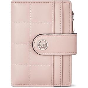 imageBOSTANTEN Small Wallet for Women Leather RFID Blocking Card Holder Bifold Compact Wallets With Zipper Coin Pocket BrownBeigeBlackPU LeahterPink