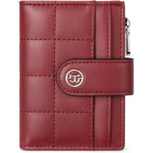 imageBOSTANTEN Small Wallet for Women Leather RFID Blocking Card Holder Bifold Compact Wallets With Zipper Coin Pocket BrownBeigeBlackPU LeahterWine Red