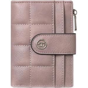 imageBOSTANTEN Small Wallet for Women Leather RFID Blocking Card Holder Bifold Compact Wallets With Zipper Coin Pocket BrownBeigeBlackPurple