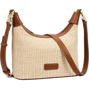 imageBOSTANTEN Straw Crossbody Bags for Women Raffia Clutch Shoulder Purse Handbags for Beach Vacation Daily UseBrown