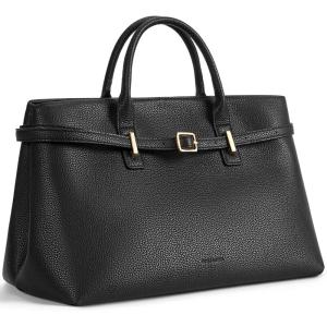 imageBOSTANTEN Top Handle Purses for Women Vegan Leather Suede Tote Satchel Bag Designer Fall Handbag with Adjustable StrapBlack