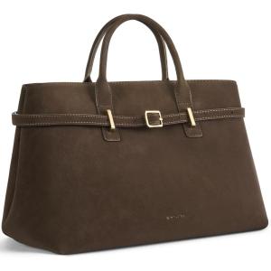 imageBOSTANTEN Top Handle Purses for Women Vegan Leather Suede Tote Satchel Bag Designer Fall Handbag with Adjustable StrapCoffee