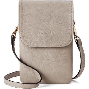 imageBOSTANTEN Vegan Leather Small Crossbody Bags for Women Designer Cell Phone Bag Wallet Purses Adjustable StrapA03retro Grey