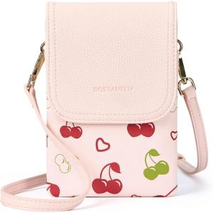 imageBOSTANTEN Vegan Leather Small Crossbody Bags for Women Designer Cell Phone Bag Wallet Purses Adjustable StrapCherry