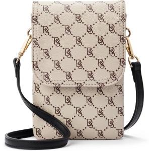 imageBOSTANTEN Vegan Leather Small Crossbody Bags for Women Designer Cell Phone Bag Wallet Purses Adjustable StrapD01beige Signature