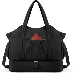 imageBOSTANTEN Weekender Bags for Women Waterproof Gym Bag with Shoe Compartment Ideal Carryon Bag for Sport and Travel BlackABlack