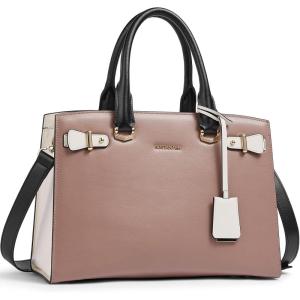 imageBOSTANTEN Women Leather Handbag Designer Satchel Purses Top Handle Shoulder Totes Crossbody BagA06pink With White