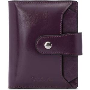 imageBOSTANTEN Women Leather Wallet RFID Blocking Small Bifold Zipper Pocket Wallet Card Case Purse with ID Window1purple