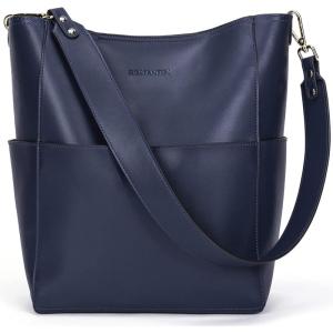 imageBOSTANTEN Womens Leather Designer Handbags Tote Purses Shoulder Bucket BagsA04navy Blue