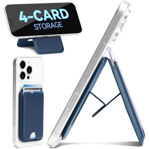 imageBOSTANTEN for MagSafe Wallet with Stand Magnetic Wallet for iPhone 1615141312 Pro Max Plus Leather Minimalist Magnetic Phone Wallets Phone Card Holder Fit 4 Cards PinkBlue