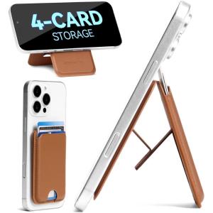 imageBOSTANTEN for MagSafe Wallet with Stand Magnetic Wallet for iPhone 1615141312 Pro Max Plus Leather Minimalist Magnetic Phone Wallets Phone Card Holder Fit 4 Cards PinkBrown
