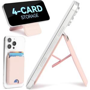 imageBOSTANTEN for MagSafe Wallet with Stand Magnetic Wallet for iPhone 1615141312 Pro Max Plus Leather Minimalist Magnetic Phone Wallets Phone Card Holder Fit 4 Cards PinkPink