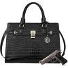 imageBOSTANTEN Briefcase for Women 156 inch Leather Laptop Bag Vintage Slim Lawyer Business Bag Stylish Work PurseCcrocodile Pattern Black