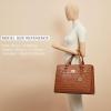 imageBOSTANTEN Briefcase for Women 156 inch Leather Laptop Bag Vintage Slim Lawyer Business Bag Stylish Work PurseDcrocodile Pattern Brown