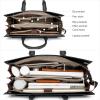 imageBOSTANTEN Briefcase for Women Laptop Tote 156 Inch Genuine Leather Handbag Work Bag BeigeCblack