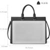 imageBOSTANTEN Briefcase for Women Laptop Tote 156 Inch Genuine Leather Handbag Work Bag BeigeCblack