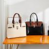 imageBOSTANTEN Briefcase for Women Leather 156 inch Laptop Shoulder Bag Office Work Crossbody HandbagKnew Black With Brown