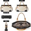 imageBOSTANTEN Briefcase for Women Leather Laptop Bag 156 inch Computer Messenger Office Business Work ToteBeige With Black
