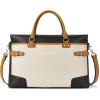 imageBOSTANTEN Briefcase for Women Leather Laptop Bag 156 inch Computer Messenger Office Business Work ToteBeige With Black