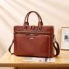imageBOSTANTEN Briefcases for Men Messenger Bag Genuine Leather Laptop Bag 156 inch Office Work Tote for Buisness TravelAbrown