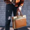 imageBOSTANTEN Briefcases for Men Messenger Bag Genuine Leather Laptop Bag 156 inch Office Work Tote for Buisness TravelCbrownbeige